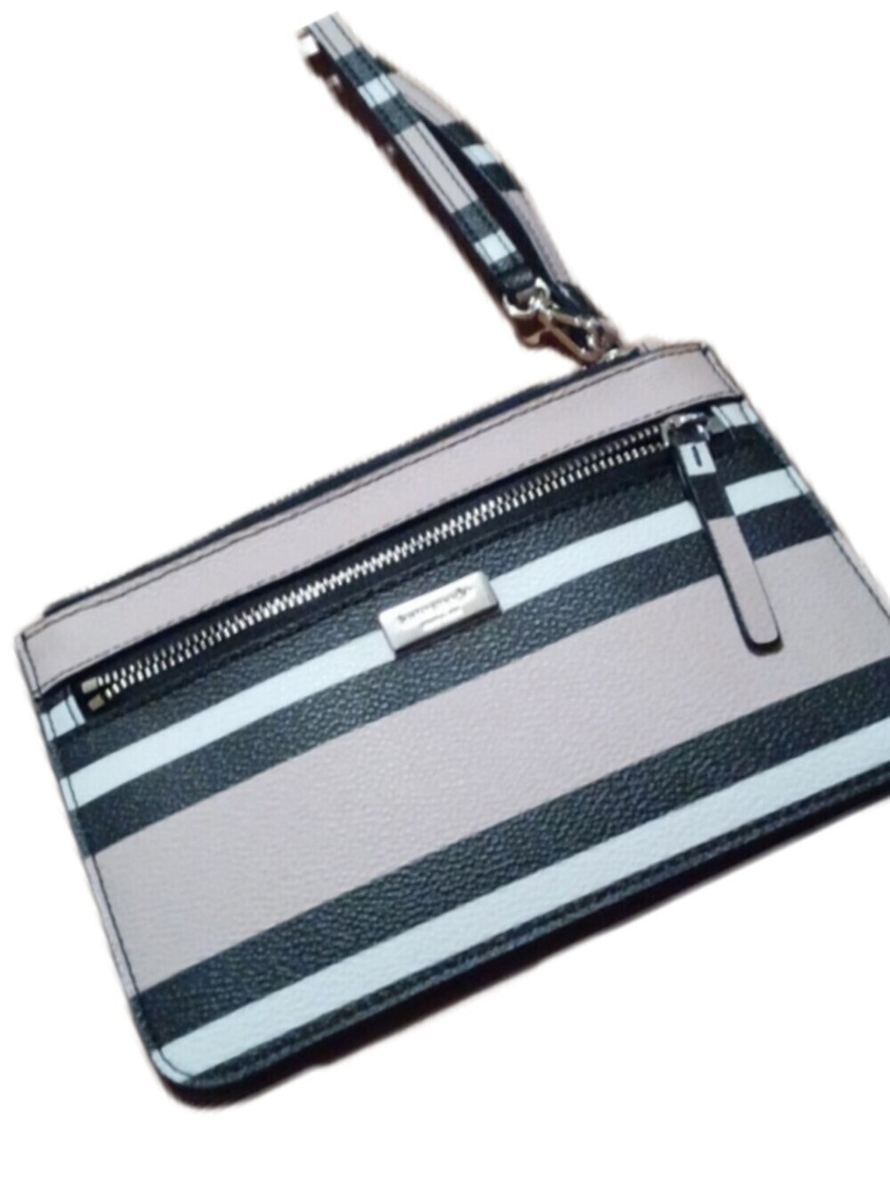 > Kate Spade Striped Black and Tan Wristlet